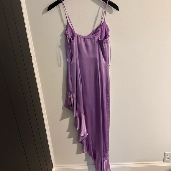 Bardot Lilac Asymmetrical Satin Dress - Picture 6 of 7